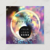 Berufliche Logo Nails Beauty Hair Glam Holograph Quadratische Visitenkarte (Vorderseite)