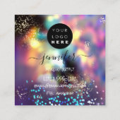 Berufliche Logo Nails Beauty Hair Glam Holograph Quadratische Visitenkarte (Rückseite)