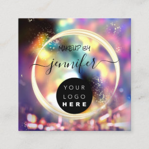 Berufliche Logo Nails Beauty Hair Gold Holograph Quadratische Visitenkarte