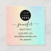 Berufliche Logo Nails Beauty Hair Ombre Glitzer Quadratische Visitenkarte (Rückseite)
