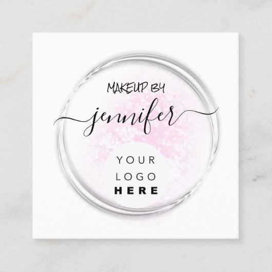 Berufliche Logo Nails Schönes Haar Weiß Rosa Quadratische Visitenkarte (Vorderseite)