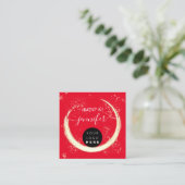 Berufliche Logo Nails Schönheitshaar Schwarz Rot Quadratische Visitenkarte (Stehend Vorderseite)