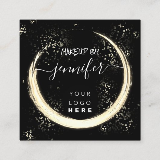 Berufliche Logo Nails Schönheitshaar Schwarzes Gol Quadratische Visitenkarte (Vorderseite)