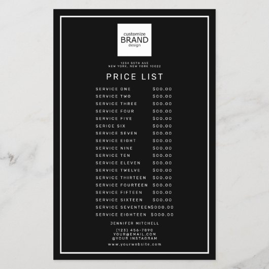 Berufliche Logoliste Schwarzer Schönheitspreis Flyer (Hinten)