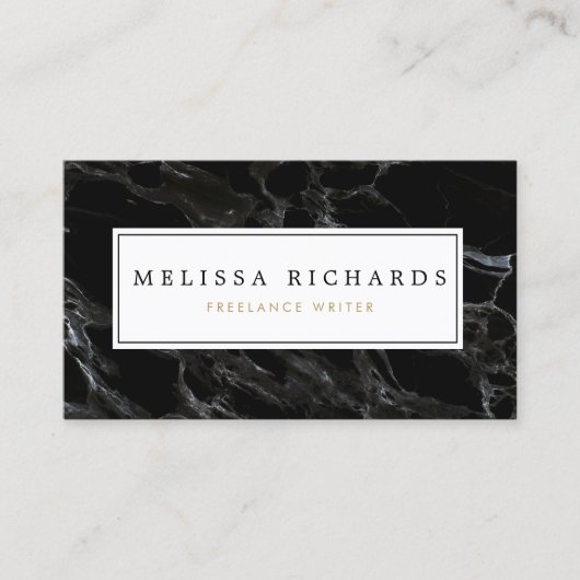 Berufliche Luxe Black Marble Business Card Visitenkarte (Vorderseite)