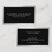 Berufliche Luxe Imitats Silver und Black Visitenkarte (Vorne/Hinten)