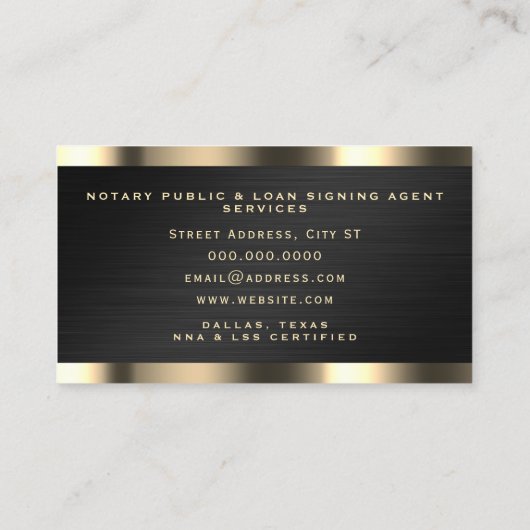 Berufliche luxuriöse Imitate metallischer Notar Visitenkarte (Rückseite)