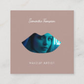 Berufliche Makeup Artist 2 Foto Lippenstufen Rosa Quadratische Visitenkarte (Vorderseite)