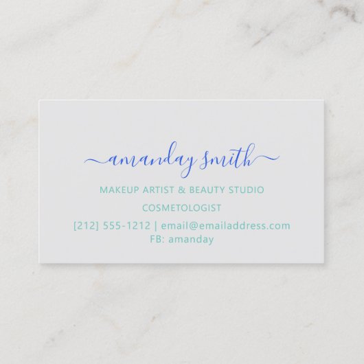 Berufliche Makeup Artist Abstrakt Artwork Grau Visitenkarte (Rückseite)