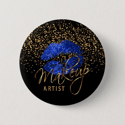 Berufliche Makeup Artist - Blaue Lippen Button (Vorderseite)