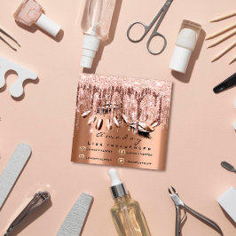 Berufliche Makeup Artist Nagelmaniküre Rose Quadratische Visitenkarte