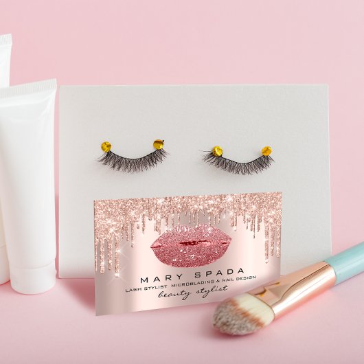 Berufliche Makeup Artist Rose Tropfen Glitzer Visitenkarte
