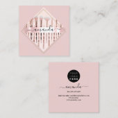 Berufliche Makeup-Künstler-Logo-Pinsel Rose Rahmen Quadratische Visitenkarte (Vorne/Hinten)