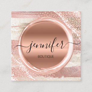 Berufliche Makeup-Künstler-Rose zieht Gold-Logo i Quadratische Visitenkarte