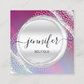 Berufliche Makeup-Künstlerin Silver Gray-Logo Quadratische Visitenkarte (Vorderseite)