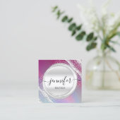 Berufliche Makeup-Künstlerin Silver Gray-Logo Quadratische Visitenkarte (Stehend Vorderseite)