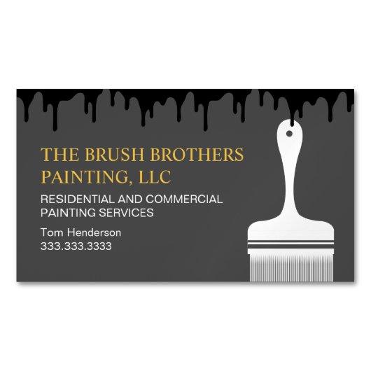 Berufliche Maler aus Schwarzgelb Magnetische Visitenkarte (Vorderseite)