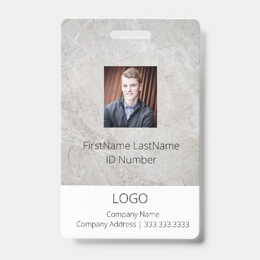 Berufliche Marble Look Mitarbeiter-ID Ausweis (Vorderseite)