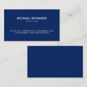 Berufliche Marineblau schlichte moderne Visitenkarte (Vorne/Hinten)
