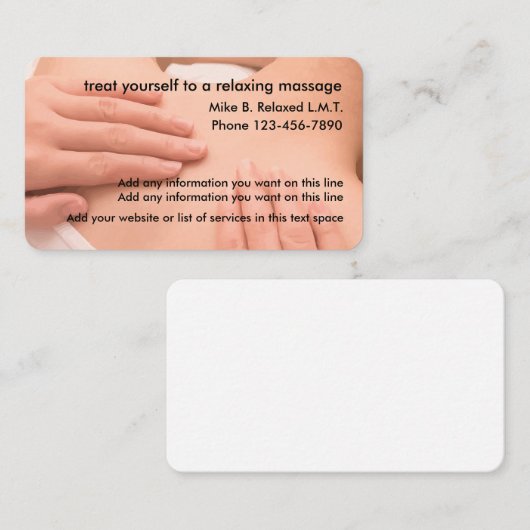 Berufliche Massagetherapie Visitenkarte (Vorne/Hinten)