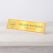 Berufliche Metallic Gold Namensplatte für Anwälte Schreibtischnamensplakette (Vorderseite )