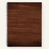 Berufliche Minimal-Holzkörnmonogramm-Initialen Notizblock (Vorderseite)