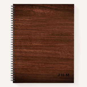 Berufliche Minimal-Holzkörnmonogramm-Initialen Notizblock