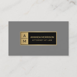 Berufliche Minimal Monogram Gold/Gray Anwältin Visitenkarte