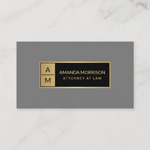 Berufliche Minimal Monogram Gold/Gray Anwältin Visitenkarte