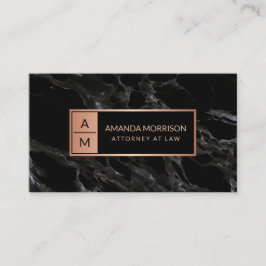 Berufliche Minimal-Monogramm-Rose/Schwarzer Marmor Visitenkarte