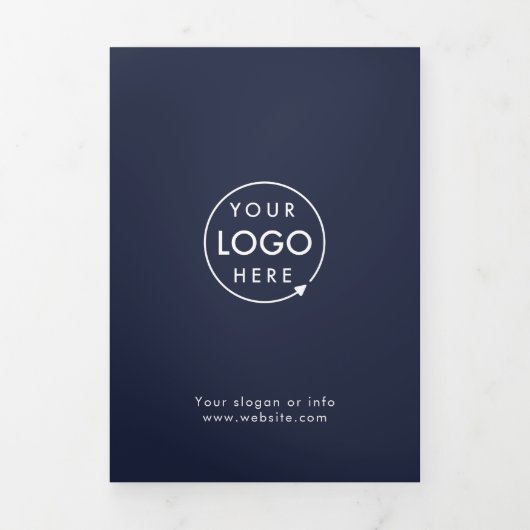 Berufliche Minimal Navy Blauer Dreifach-Broschüre Dreifach Gefaltete Karte (Cover)