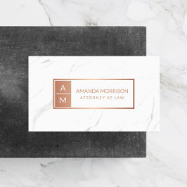 Berufliche Minimale Monogramm-Rose Gold/Marmor Visitenkarte