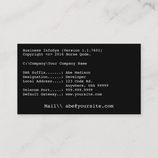 Berufliche minimale Programmierer-Geschäfts-Karte Visitenkarte (Vorderseite)