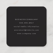 Berufliche Minimalistische Akzente Quadratische Visitenkarte (Rückseite)