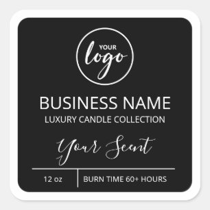 Berufliche Minimalistische Black Soy Candle Labels Quadratischer Aufkleber