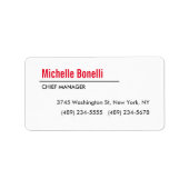 Berufliche Minimalistische, einfache Weiße Moderne Adressaufkleber (Vorne)