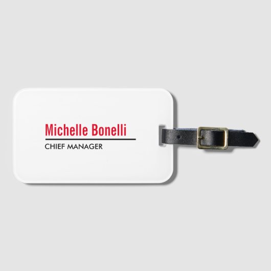 Berufliche Minimalistische, einfache Weiße Moderne Gepäckanhänger (Vorderseite (Horizontal))