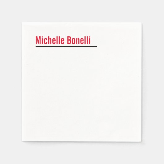 Berufliche Minimalistische, einfache Weiße Moderne Serviette (Vorderseite)