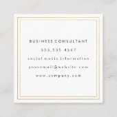 Berufliche Minimalistische Goldgrenze Quadratische Visitenkarte (Rückseite)