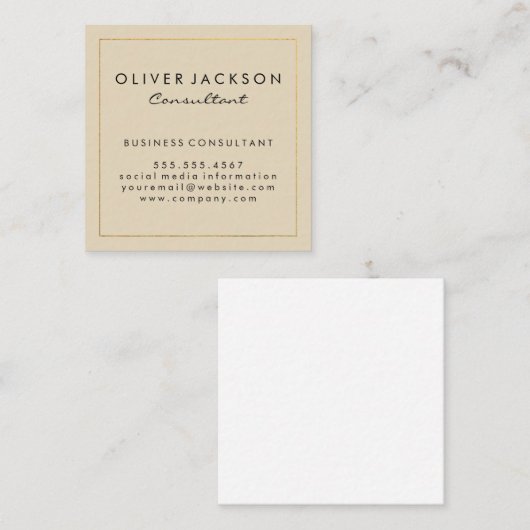 Berufliche Minimalistische Goldgrenze Quadratische Visitenkarte (Vorne/Hinten)