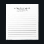 Berufliche Minimalistische Linde Notizblock<br><div class="desc">Ein modernes Notizblock mit minimalistischem Design in Schwarz und Weiß. Individuelle Name und Titelposition Rolle und Unternehmens- oder Sondertext auf einem einfachen,  weißen Hintergrund dargestellt. Personalisieren Sie die Eingabe mit den angegebenen Feldern,  oder wenden Sie sich mit der Schaltfläche 'Nachricht' an den Designer,  um Hilfe zu erhalten.</div>