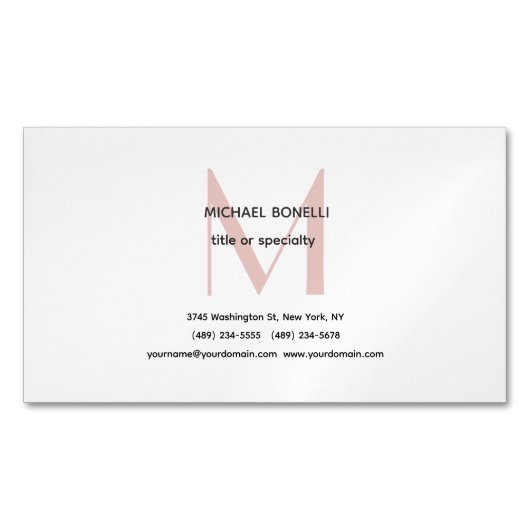 Berufliche Minimalistische Mit Monogramm Visitenka Magnetische Visitenkarte (Vorderseite)