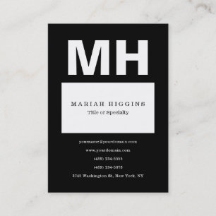 Berufliche Minimalistische Monogramm Schwarz/Weiß Visitenkarte