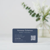 Berufliche Minimalistische Navy Blue Business Card Visitenkarte (Stehend Vorderseite)