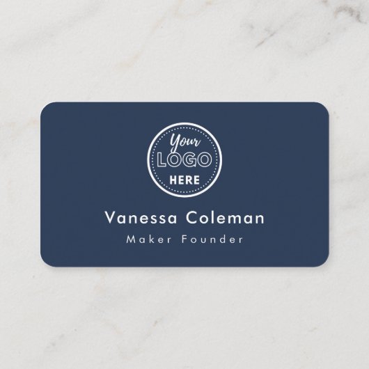 Berufliche Minimalistische Navy Blue Business Card Visitenkarte (Rückseite)