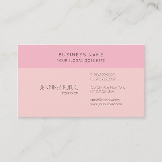 Berufliche Minimalistische Rosa Vorlage Visitenkarte (Vorderseite)