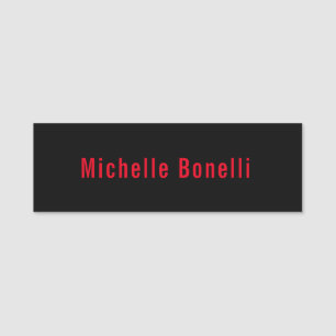 Berufliche Minimalistische Schwarze Rot Moderne Sc Namensschild