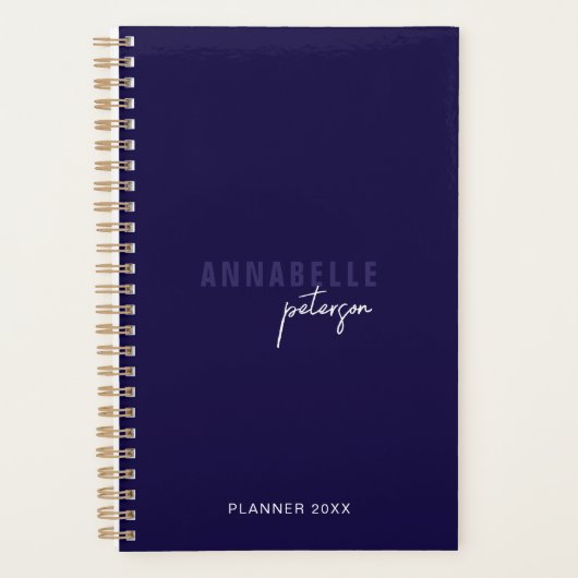 Berufliche Minimalistische Script Navy Custom Planer (Vorderseite)