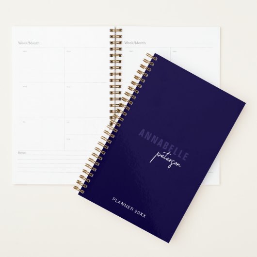 Berufliche Minimalistische Script Navy Custom Planer (Anzeige)