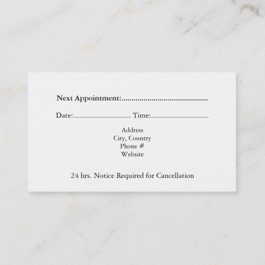 Berufliche Minimalistische Terminkarte (Rückseite)